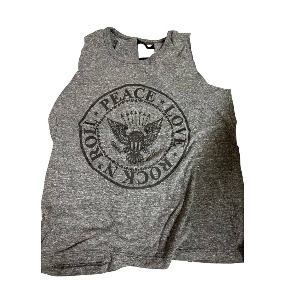 Butter supersoft girls Gray Graphic Muscle Tank - Peace Love Rock N Roll